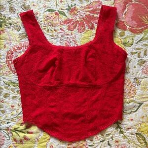 Victorias Secret Pink Red Lace Corset Cami Top Size M-DD